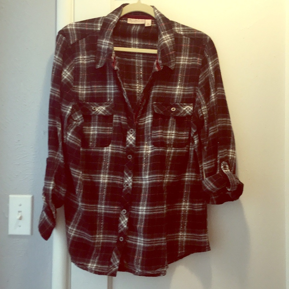 Flannel - quality, velvet trim, metal buttons